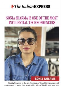 Sonia Sharma - CEO & Co-Founder of GoodWorkLabs Got Featured in Indian Express